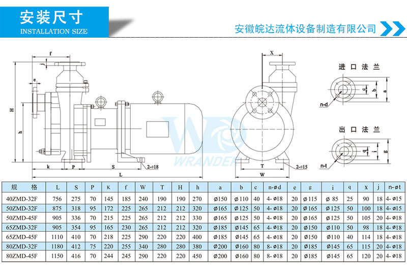 氟塑料磁力自吸泵安裝尺寸