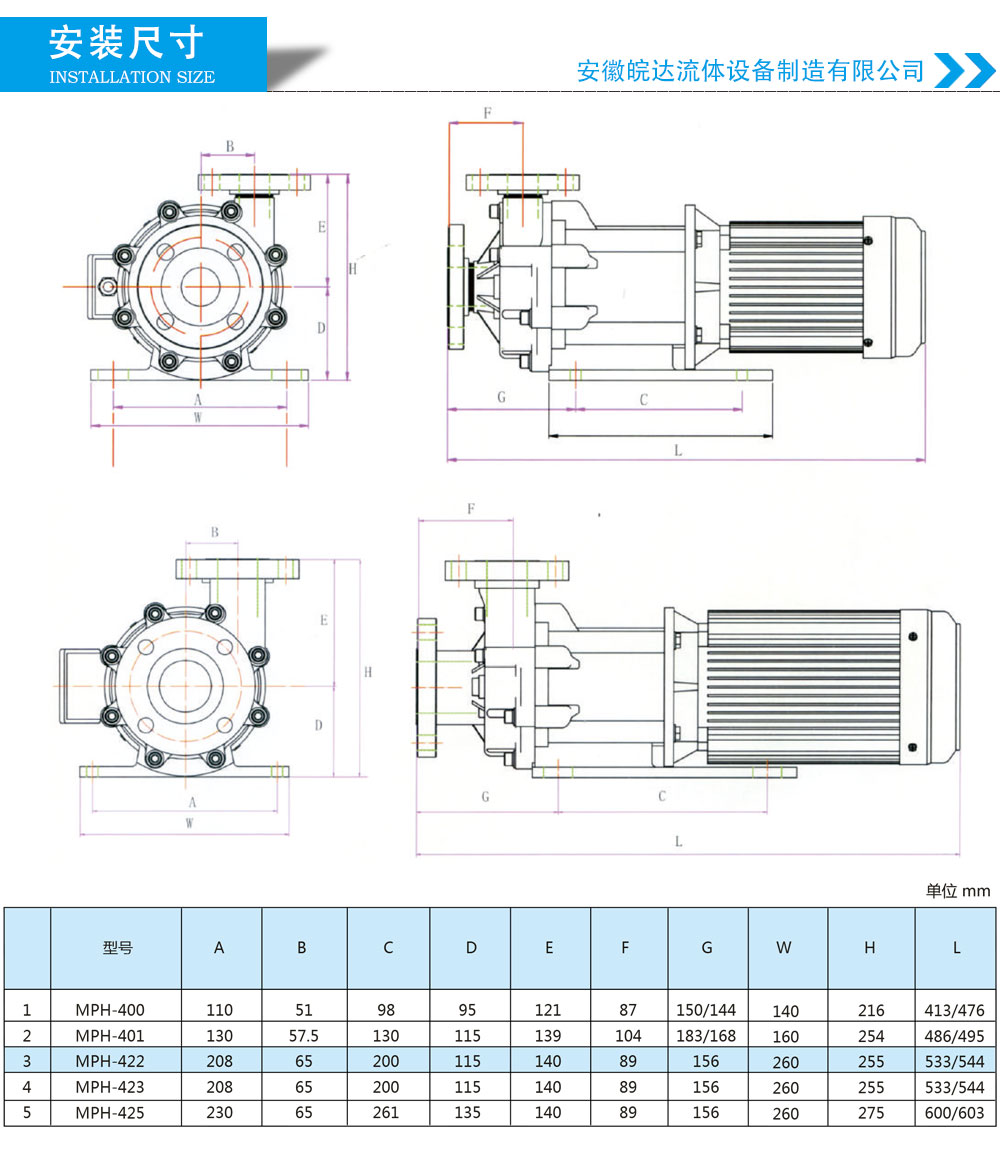 塑料磁力泵安裝尺寸